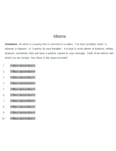 idioms directions in doc