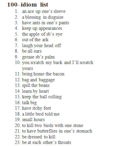 idioms list