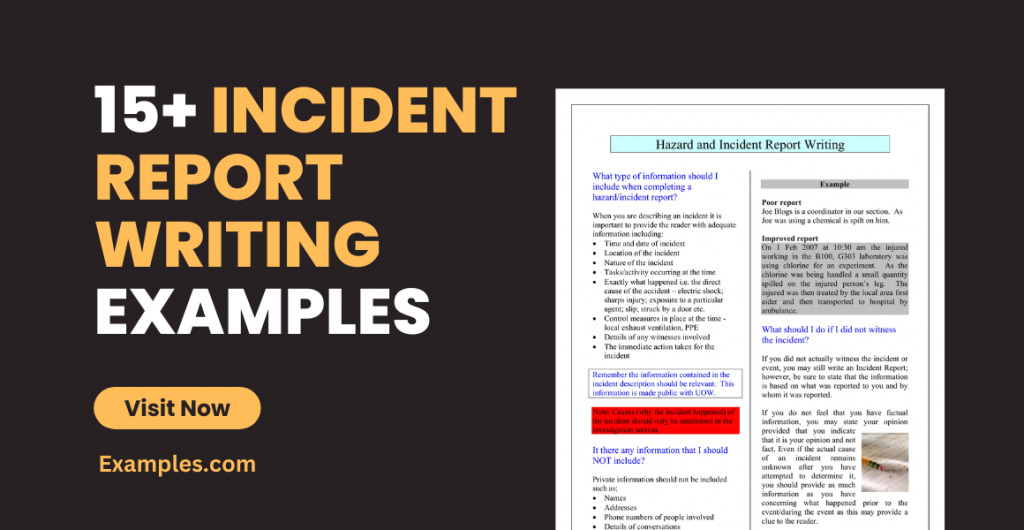 Incident Report Writing Examples