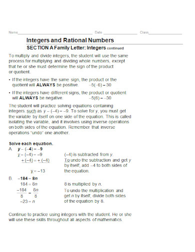 integers and rational numbers