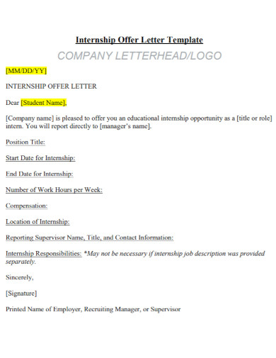 internship offer letterhead