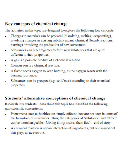 key concepts of chemical changes