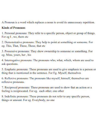 kinds of pronouns