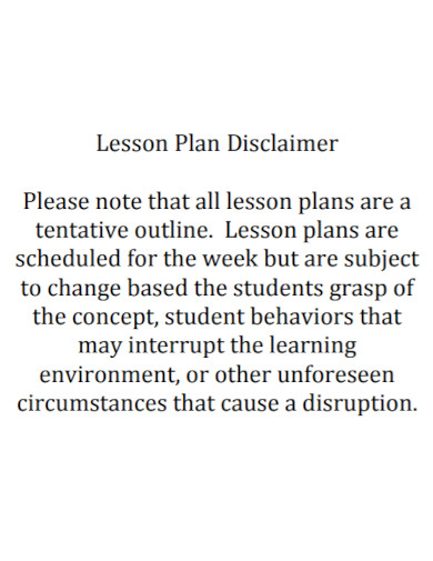 lesson plan disclaimer