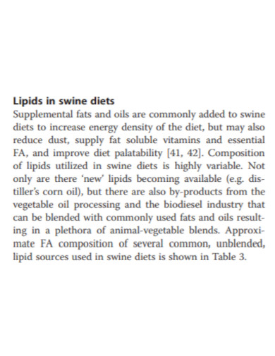 lipids in swine diets