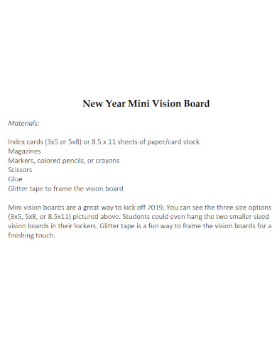 new year mini vision board