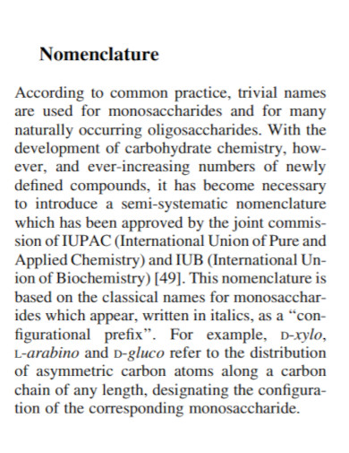 nomenclature carbohydrates