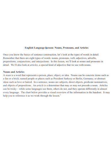 nouns pronouns and articles