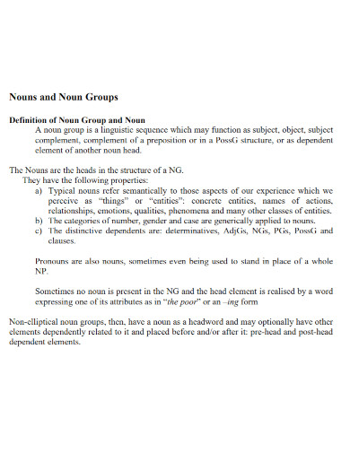 nouns and noun groups