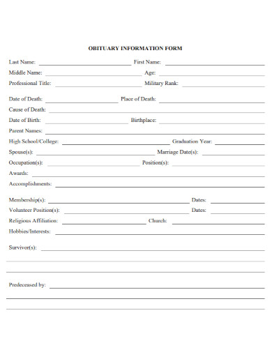 obituary information form 