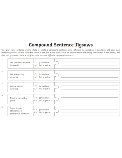 one page compound sentences