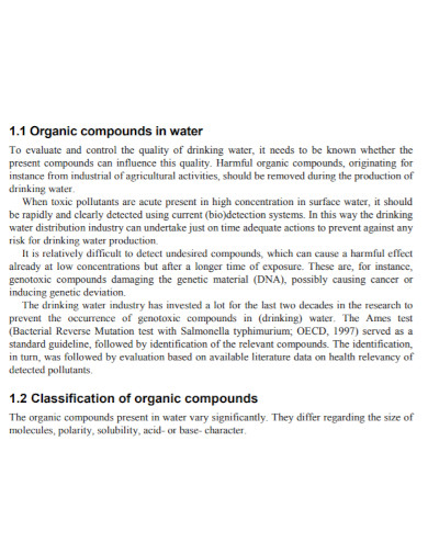 organic compounds in water