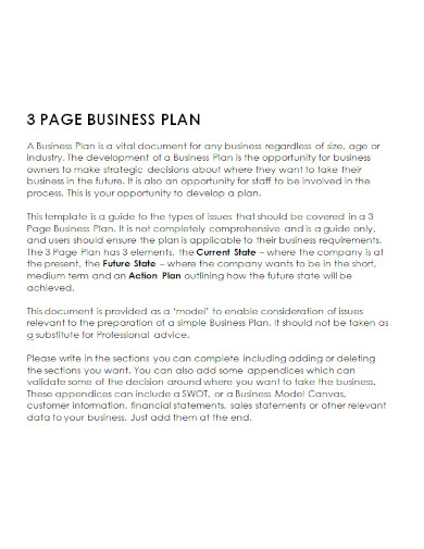 page business plan