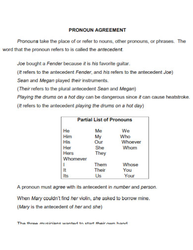 partial list of pronouns