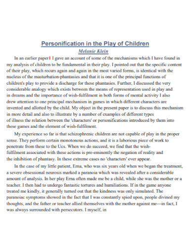 personification in the play of children