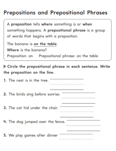 prepositional phrases lesson