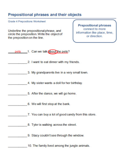 prepositional phrases and their objects