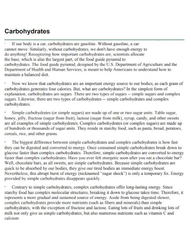 printable carbohydrates