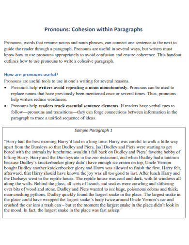 pronoun paragraphs