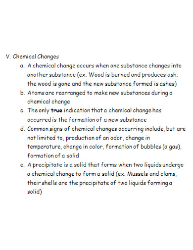 properties of matter chemical change
