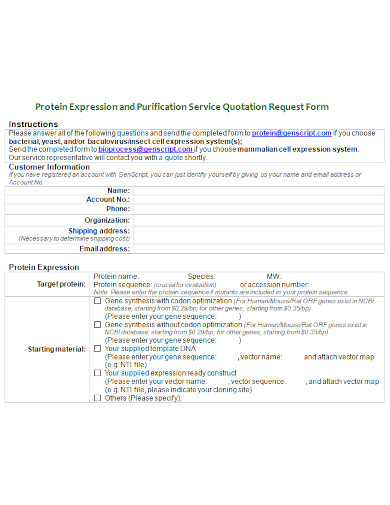 proteins service form