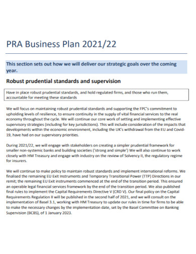 prudential regulation authority business plan