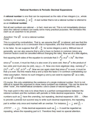 100+ Rational Numbers Examples | MS Word, PDF | Examples
