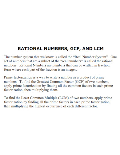 rational numbers template