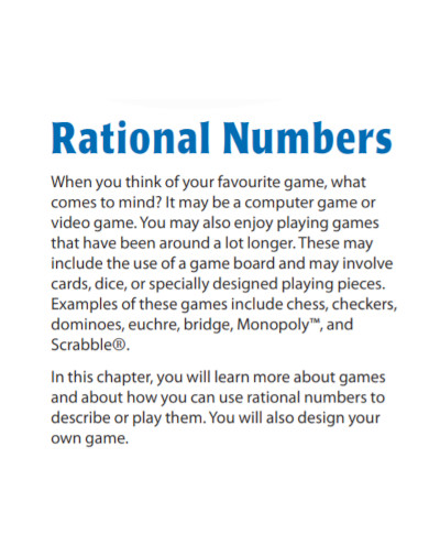 rational numbers for childrens