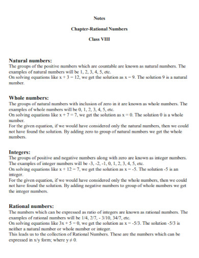 rational numbers for class students
