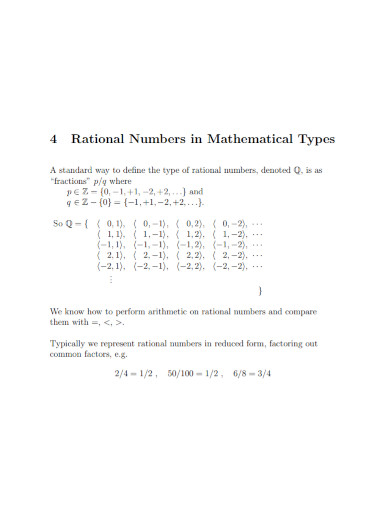 rational numbers in mathematical types