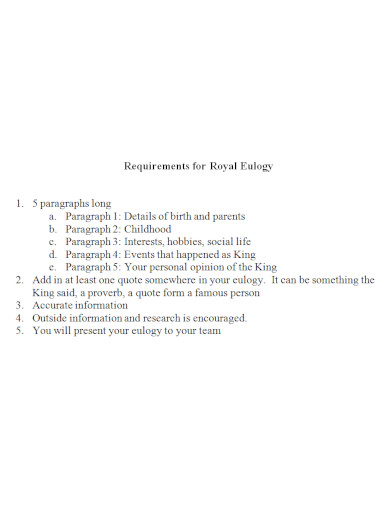 requirements for royal eulogy