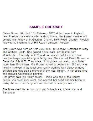 sample obituary template