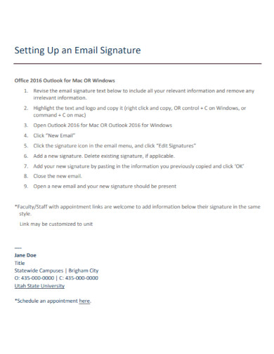setting up an email signature