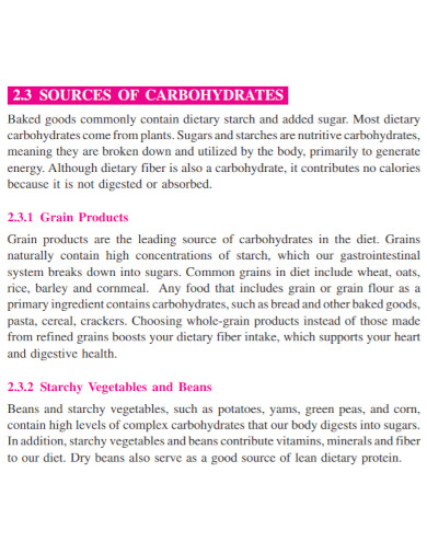 sources of carbohydrates