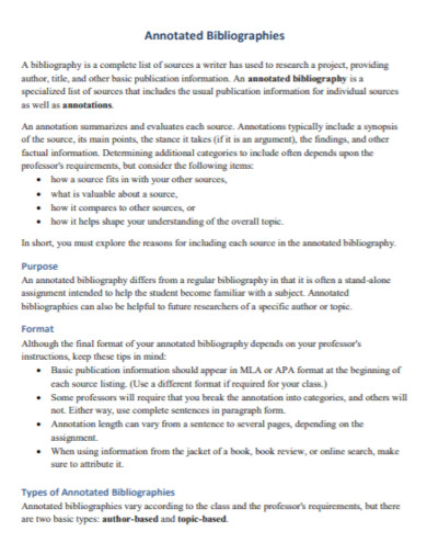 specialized annotated bibliography
