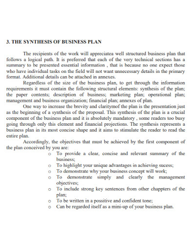 synthesis business plan