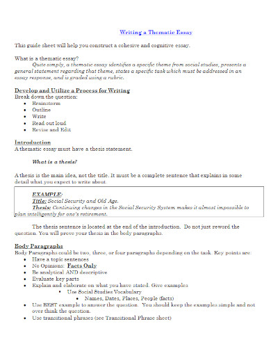 thematic essay writing