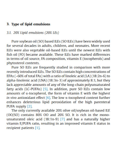 type of lipid emulsions