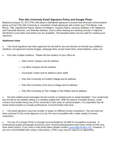 university email signature policy
