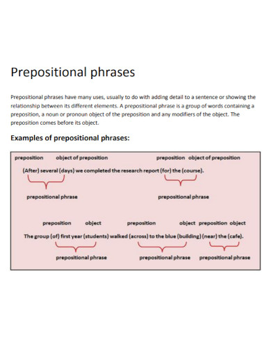 university prepositional phrases