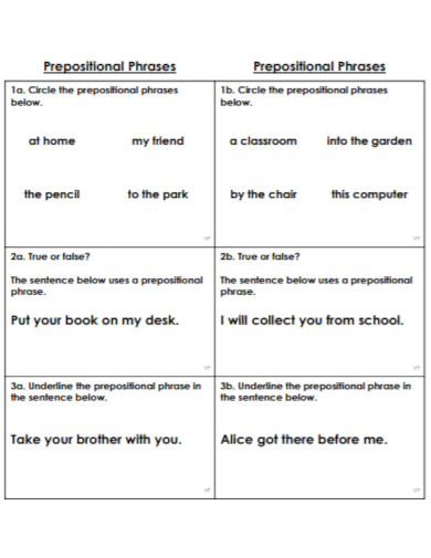 varied fluency prepositional phrases