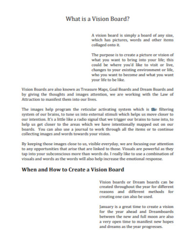 vision board factsheet