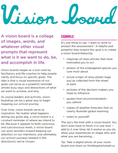 vision board with example