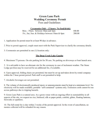 wedding ceremony permit program