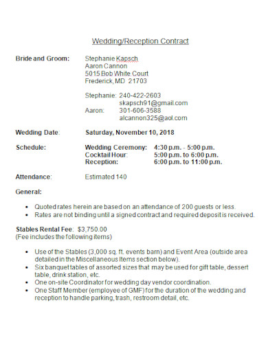 wedding program contract