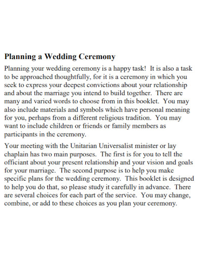 wedding program planning