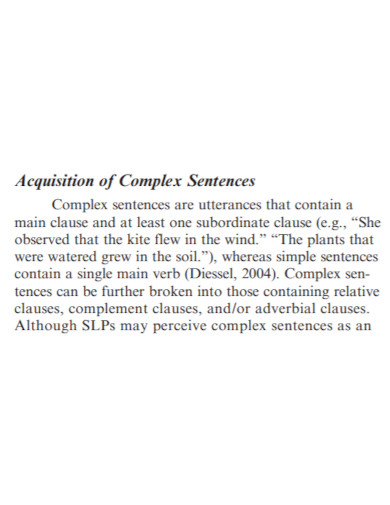 acquisition of complex sentences
