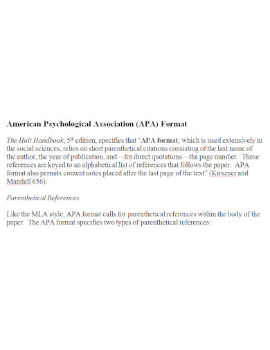 american psychological association format