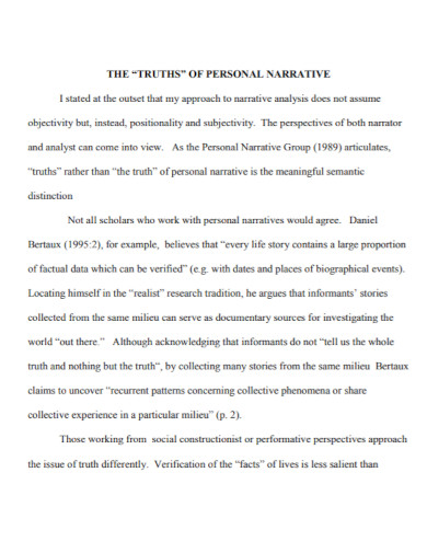 analysis of personal narrative